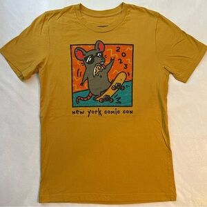 NYCC 2023 Rat Pizza New York Comic Con T-shirt Unisex Sz M Reedpop Yellow